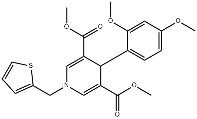 dimethyl 4-(2,4-dimethoxyphenyl)-1-(thiophen-2-ylmethyl)-1,4-dihydropyridine-3,5-dicarboxylate Structural