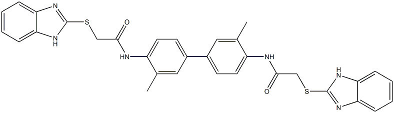 N,N'-(3,3'-dimethylbiphenyl-4,4'-diyl)bis[2-(1H-benzimidazol-2-ylsulfanyl)acetamide] Structural