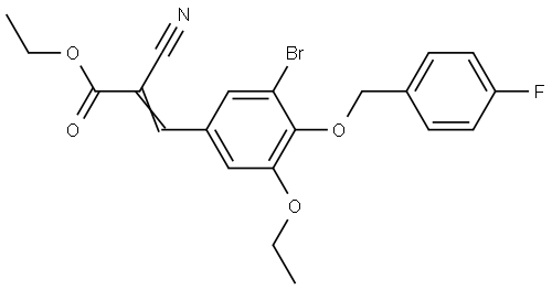ethyl (2E)-3-{3-bromo-5-ethoxy-4-[(4-fluorobenzyl)oxy]phenyl}-2-cyanoprop-2-enoate Structural