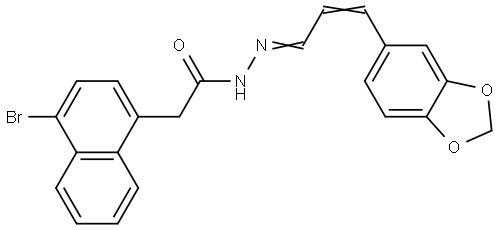N'-[(1E,2E)-3-(1,3-benzodioxol-5-yl)prop-2-en-1-ylidene]-2-(4-bromonaphthalen-1-yl)acetohydrazide Structural