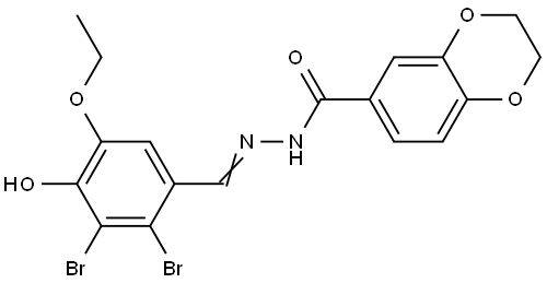 N'-[(E)-(2,3-dibromo-5-ethoxy-4-hydroxyphenyl)methylidene]-2,3-dihydro-1,4-benzodioxine-6-carbohydrazide Structural