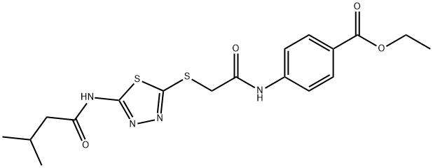ethyl 4-(2-((5-(3-methylbutanamido)-1,3,4-thiadiazol-2-yl)thio)acetamido)benzoate Structural