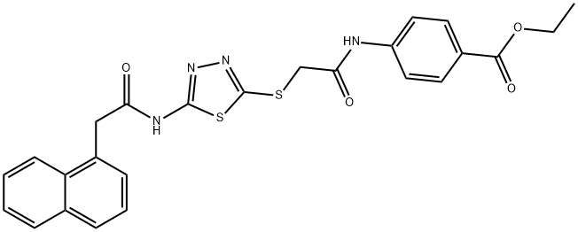 ethyl 4-(2-((5-(2-(naphthalen-1-yl)acetamido)-1,3,4-thiadiazol-2-yl)thio)acetamido)benzoate Structural