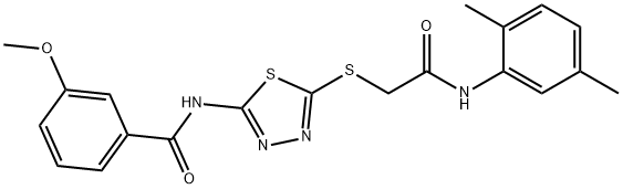 N-(5-((2-((2,5-dimethylphenyl)amino)-2-oxoethyl)thio)-1,3,4-thiadiazol-2-yl)-3-methoxybenzamide Structural