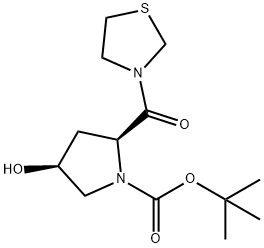 1-Pyrrolidinecarboxylic acid, 4-hydroxy-2-(3-thiazolidinylcarbonyl)-, 1,1-dimethylethyl ester, (2S,4S)- Structural