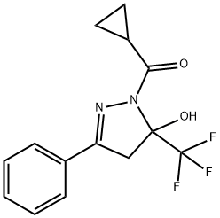 cyclopropyl[5-hydroxy-3-phenyl-5-(trifluoromethyl)-4,5-dihydro-1H-pyrazol-1-yl]methanone Structural