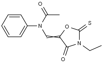 N-[(E)-(3-ethyl-4-oxo-2-thioxo-1,3-oxazolidin-5-ylidene)methyl]-N-phenylacetamide Structural