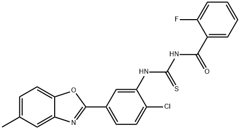 N-{[2-chloro-5-(5-methyl-1,3-benzoxazol-2-yl)phenyl]carbamothioyl}-2-fluorobenzamide Structural