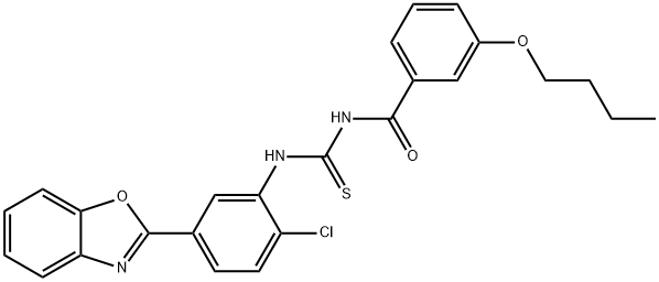 N-{[5-(1,3-benzoxazol-2-yl)-2-chlorophenyl]carbamothioyl}-3-butoxybenzamide Structural