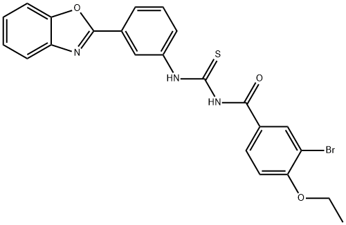 N-{[3-(1,3-benzoxazol-2-yl)phenyl]carbamothioyl}-3-bromo-4-ethoxybenzamide Structural