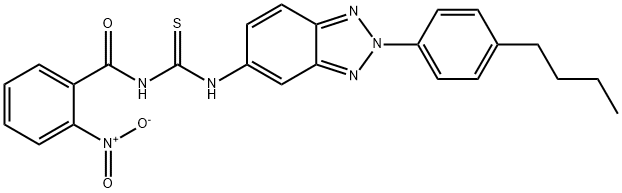 N-{[2-(4-butylphenyl)-2H-benzotriazol-5-yl]carbamothioyl}-2-nitrobenzamide Structural
