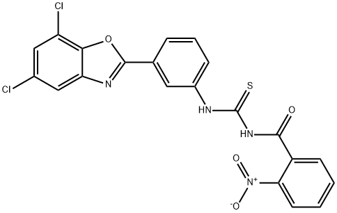 N-{[3-(5,7-dichloro-1,3-benzoxazol-2-yl)phenyl]carbamothioyl}-2-nitrobenzamide Structural
