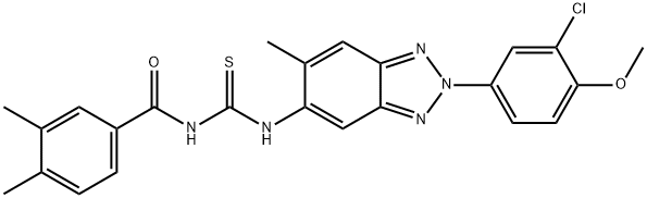 N-{[2-(3-chloro-4-methoxyphenyl)-6-methyl-2H-benzotriazol-5-yl]carbamothioyl}-3,4-dimethylbenzamide Structural