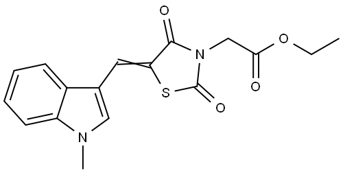 ethyl {(5E)-5-[(1-methyl-1H-indol-3-yl)methylidene]-2,4-dioxo-1,3-thiazolidin-3-yl}acetate Structural
