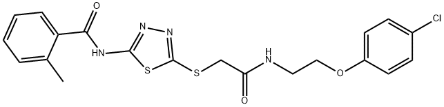 N-{5-[(2-{[2-(4-chlorophenoxy)ethyl]amino}-2-oxoethyl)sulfanyl]-1,3,4-thiadiazol-2-yl}-2-methylbenzamide Structural