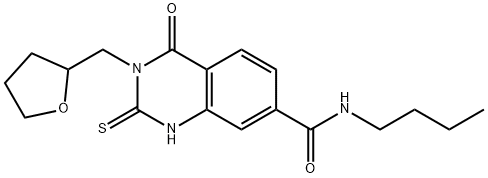N-butyl-4-oxo-3-((tetrahydrofuran-2-yl)methyl)-2-thioxo-1,2,3,4-tetrahydroquinazoline-7-carboxamide Structural
