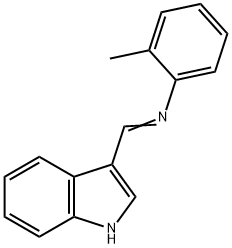 N-[(E)-1H-indol-3-ylmethylidene]-2-methylaniline Structural