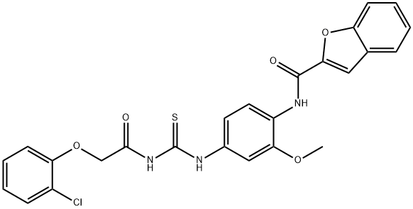 N-[4-({[(2-chlorophenoxy)acetyl]carbamothioyl}amino)-2-methoxyphenyl]-1-benzofuran-2-carboxamide Structural