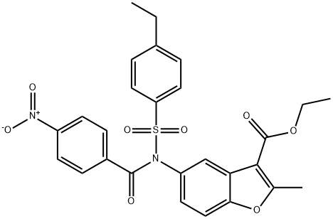 ethyl 5-(N-((4-ethylphenyl)sulfonyl)-4-nitrobenzamido)-2-methylbenzofuran-3-carboxylate Structural