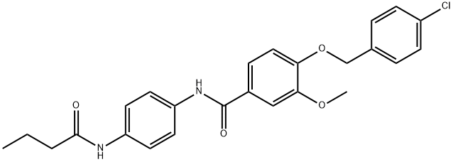 N-[4-(butanoylamino)phenyl]-4-[(4-chlorobenzyl)oxy]-3-methoxybenzamide Structural