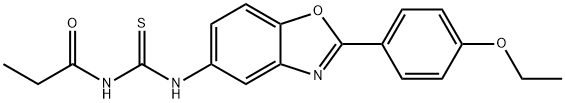 N-{[2-(4-ethoxyphenyl)-1,3-benzoxazol-5-yl]carbamothioyl}propanamide Structural