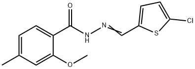N'-[(E)-(5-chlorothiophen-2-yl)methylidene]-2-methoxy-4-methylbenzohydrazide Structural