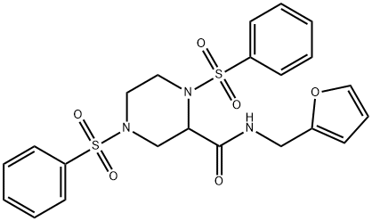 N-(furan-2-ylmethyl)-1,4-bis(phenylsulfonyl)piperazine-2-carboxamide Structural