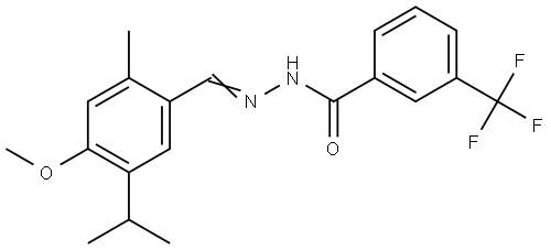 N'-{(E)-[4-methoxy-2-methyl-5-(propan-2-yl)phenyl]methylidene}-3-(trifluoromethyl)benzohydrazide Structural