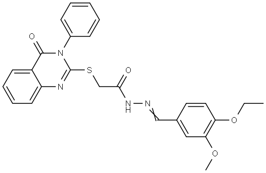 N-[(E)-(4-ethoxy-3-methoxyphenyl)methylideneamino]-2-(4-oxo-3-phenylquinazolin-2-yl)sulfanylacetamide Structural