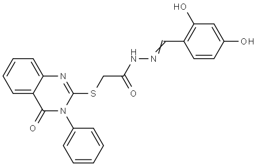 N'-[(E)-(2,4-dihydroxyphenyl)methylidene]-2-[(4-oxo-3-phenyl-3,4-dihydroquinazolin-2-yl)sulfanyl]acetohydrazide Structural