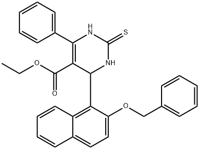 ethyl 4-(2-(benzyloxy)naphthalen-1-yl)-6-phenyl-2-thioxo-1,2,3,4-tetrahydropyrimidine-5-carboxylate Structural