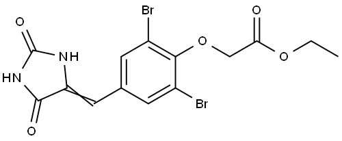 ethyl {2,6-dibromo-4-[(E)-(2,5-dioxoimidazolidin-4-ylidene)methyl]phenoxy}acetate Structural
