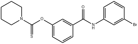 O-{3-[(3-bromoanilino)carbonyl]phenyl} 1-piperidinecarbothioate Structural