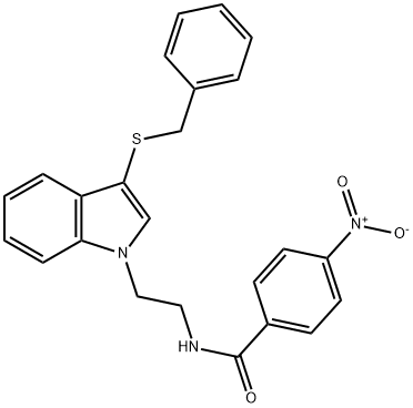 N-(2-(3-(benzylthio)-1H-indol-1-yl)ethyl)-4-nitrobenzamide Structural