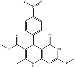 methyl 7-methyl-2-(methylthio)-5-(4-nitrophenyl)-4-oxo-3,4,5,8-tetrahydropyrido[2,3-d]pyrimidine-6-carboxylate Structural