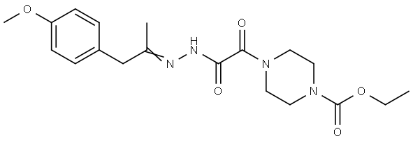ethyl 4-[{(2E)-2-[1-(4-methoxyphenyl)propan-2-ylidene]hydrazinyl}(oxo)acetyl]piperazine-1-carboxylate Structural