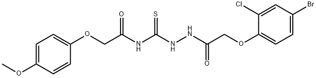 N-({2-[(4-bromo-2-chlorophenoxy)acetyl]hydrazino}carbonothioyl)-2-(4-methoxyphenoxy)acetamide Structural