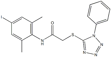 N-(4-iodo-2,6-dimethylphenyl)-2-[(1-phenyl-1H-tetrazol-5-yl)sulfanyl]acetamide Structural