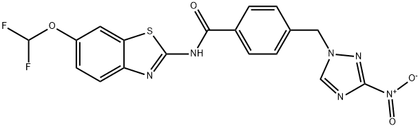 N-[6-(difluoromethoxy)-1,3-benzothiazol-2-yl]-4-[(3-nitro-1H-1,2,4-triazol-1-yl)methyl]benzamide Structural