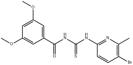 N-[(5-bromo-6-methylpyridin-2-yl)carbamothioyl]-3,5-dimethoxybenzamide Structural