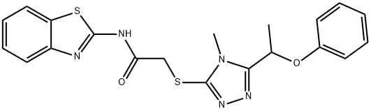 N-(1,3-benzothiazol-2-yl)-2-{[4-methyl-5-(1-phenoxyethyl)-4H-1,2,4-triazol-3-yl]sulfanyl}acetamide Structural