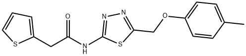 N-{5-[(4-methylphenoxy)methyl]-1,3,4-thiadiazol-2-yl}-2-(2-thienyl)acetamide Structural
