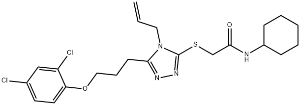 N-cyclohexyl-2-({5-[3-(2,4-dichlorophenoxy)propyl]-4-(prop-2-en-1-yl)-4H-1,2,4-triazol-3-yl}sulfanyl)acetamide Structural