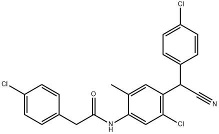 N-{5-chloro-4-[(4-chlorophenyl)(cyano)methyl]-2-methylphenyl}-2-(4-chlorophenyl)acetamide Structural