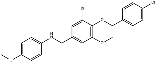 N-{3-bromo-4-[(4-chlorobenzyl)oxy]-5-methoxybenzyl}-4-methoxyaniline Structural