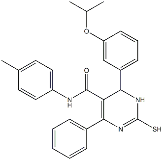 N-(4-methylphenyl)-4-phenyl-6-[3-(propan-2-yloxy)phenyl]-2-sulfanyl-1,6-dihydropyrimidine-5-carboxamide Structural