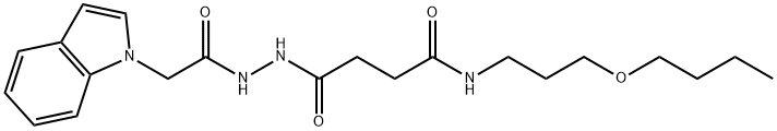 N-(3-butoxypropyl)-4-[2-(1H-indol-1-ylacetyl)hydrazinyl]-4-oxobutanamide Structural