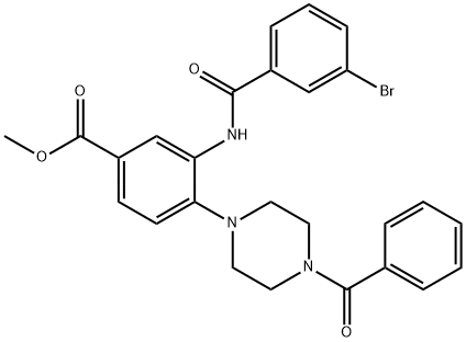 methyl 3-{[(3-bromophenyl)carbonyl]amino}-4-[4-(phenylcarbonyl)piperazin-1-yl]benzoate Structural