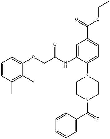 ethyl 3-{[(2,3-dimethylphenoxy)acetyl]amino}-4-[4-(phenylcarbonyl)piperazin-1-yl]benzoate Structural