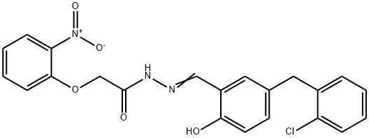 N'-{(E)-[5-(2-chlorobenzyl)-2-hydroxyphenyl]methylidene}-2-(2-nitrophenoxy)acetohydrazide Structural